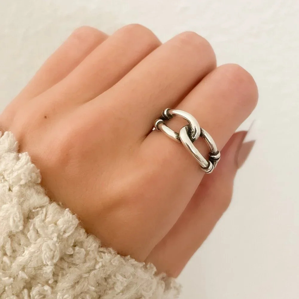 925 Sterling Silver Dainty Wrap Ring Minimalist Ring Twist Ring Buckle Ring
